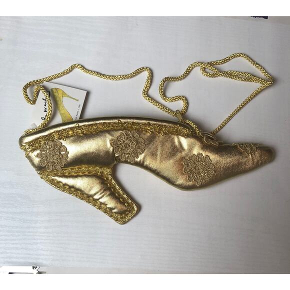 Vintage Y2k NWT Deadstock Andy Warhol Pop Art Avant Garde Babs Gold Shoe Purse - Picture 5 of 13